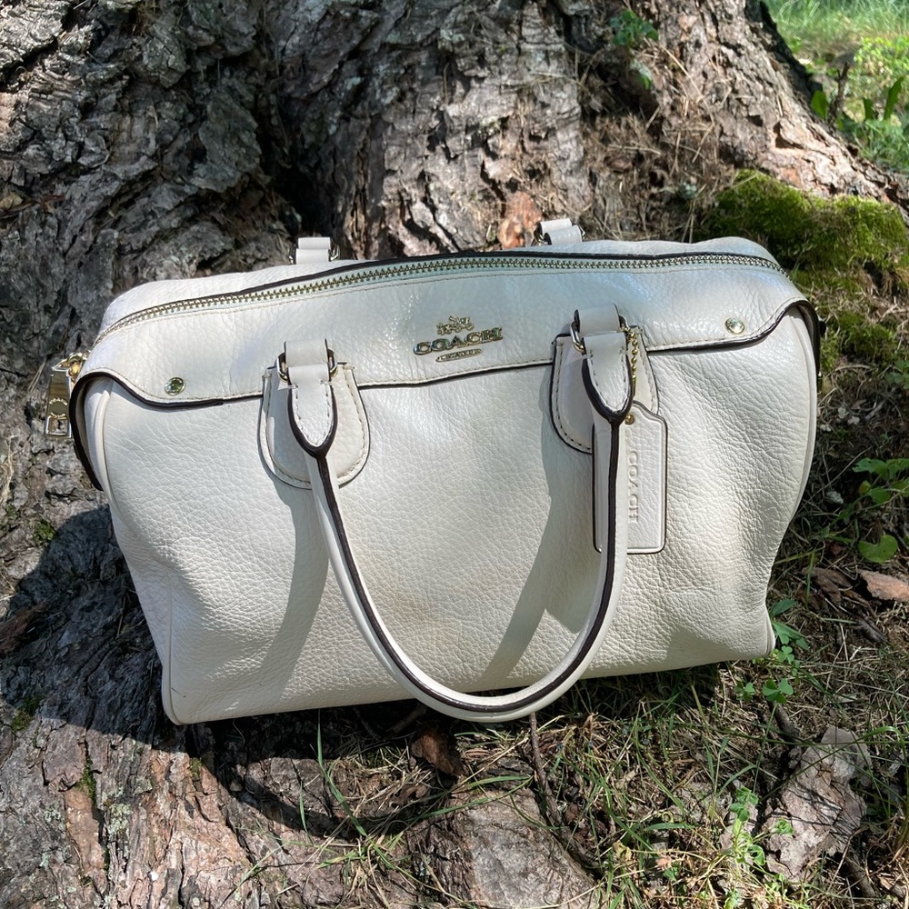 Coach Mini Bennett White Cream Chalk Color Soft Pebbled Leather Satchel Hand Bag - Picture 17 of 17